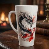 Japanese Ink Dragon Latte Mug – Watercolour Fantasy Ceramic Coffee Cup