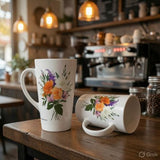 Wildflower Bouquet Latte Mug – Elegant Floral Ceramic Coffee Cup