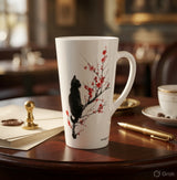 Black Cat & Sakura Cherry Blossom Latte Mug