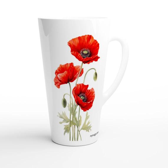 Red Poppy Latte Coffee Mug