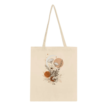 Floral Moon Reusable Cotton Tote Bag – Eco-Friendly Long Handle Bag