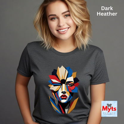 Abstract Geometric Face T-Shirt | Modern Art Graphic Tee