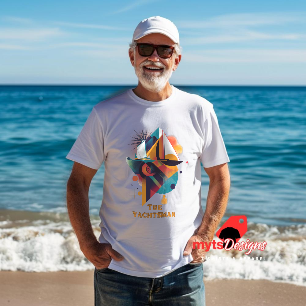 The Yachtsman Nautical T-Shirt | Geometric Ocean Design | Unisex Crewneck