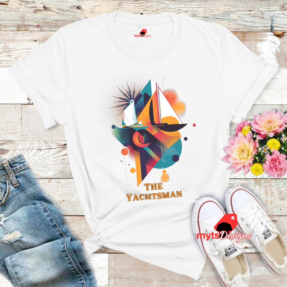 The Yachtsman Nautical T-Shirt | Geometric Ocean Design | Unisex Crewneck