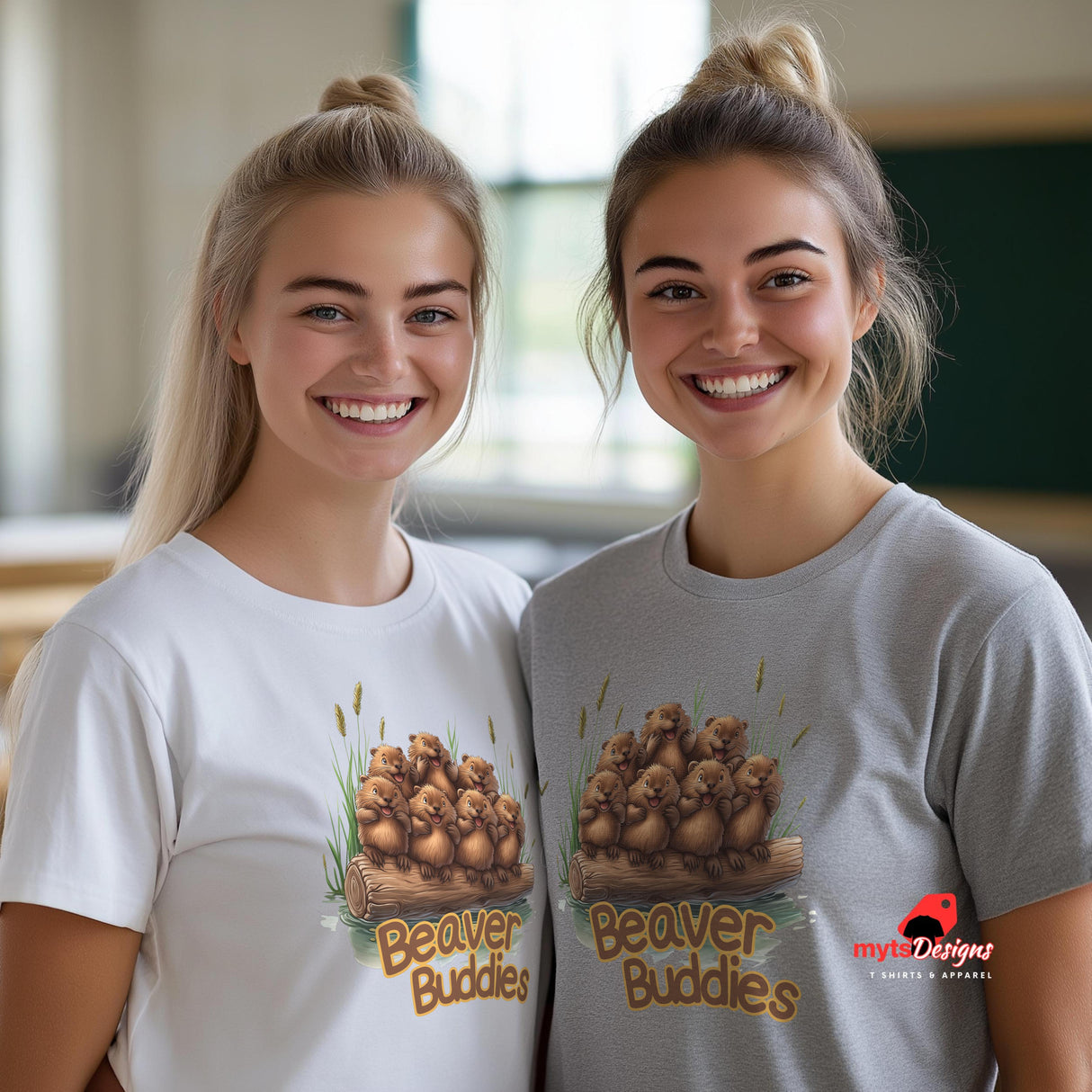 Beaver Buddies T-Shirt – Cute Woodland Animal Friends Graphic | Soft Unisex Tee