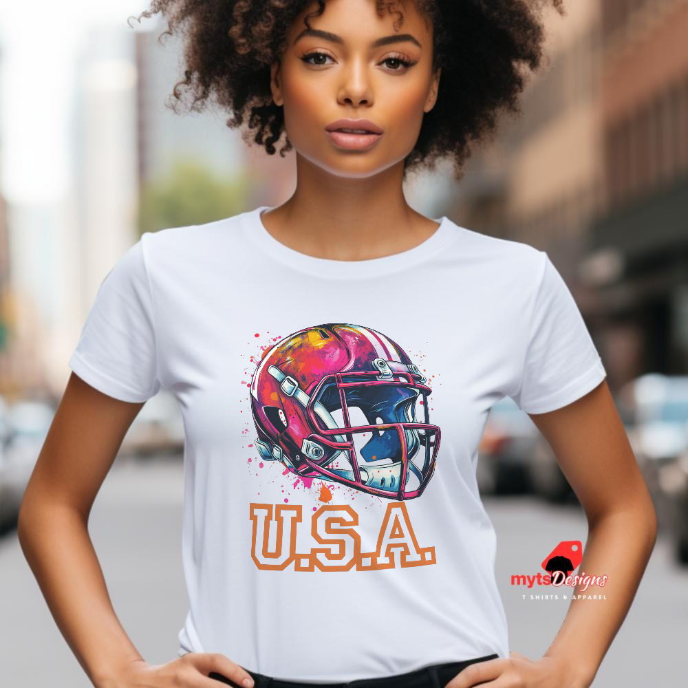 American Football Helmet T-Shirt | Retro Pop Art Design | Game Day Apparel