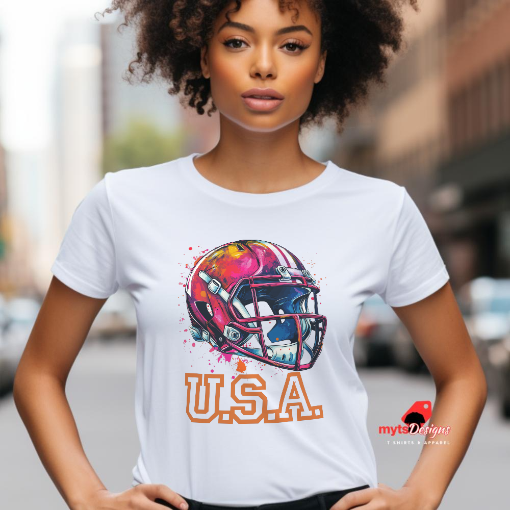 Football Helmet T-shirt Pop At Design, American Football Helmet, Retro Sports Fan Gift, American Football Enthusiast Tee, Game Day Apparel