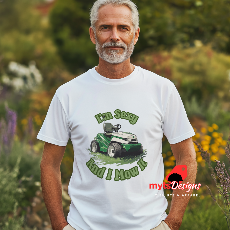 Funny Lawn Mowing T-Shirt, Ride-On Mower T-Shirt, Funny Mowing Gift for Men,  Joke T-Shirt,Gift for Gardeners