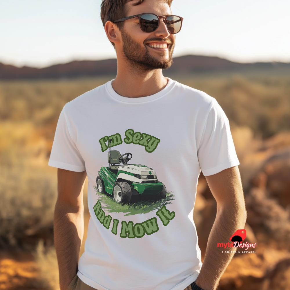 Funny Lawn Mowing T-Shirt, Ride-On Mower T-Shirt, Funny Mowing Gift for Men,  Joke T-Shirt,Gift for Gardeners