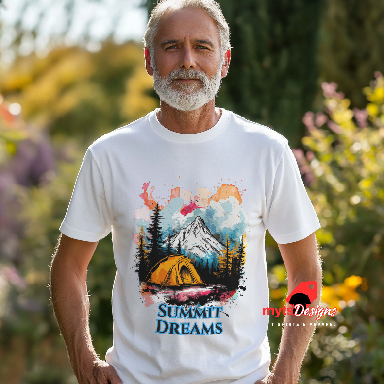 Hiking T-shirt,Summit Dreams Hiking T-Shirt, Camping Holiday Tee, Nature Lover Adventure Shirt, Outdoor Hiking Apparel.