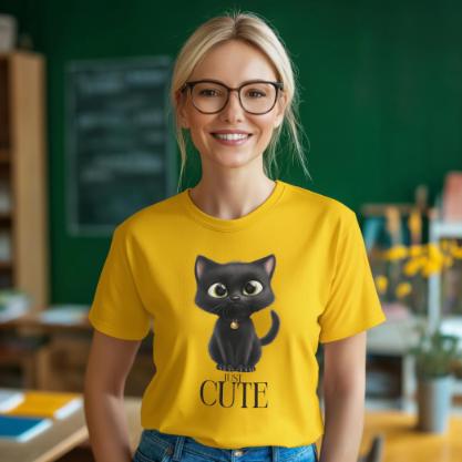 Cute Fluffy Black Cat T-Shirt – Just CUTE Design for Cat Lovers