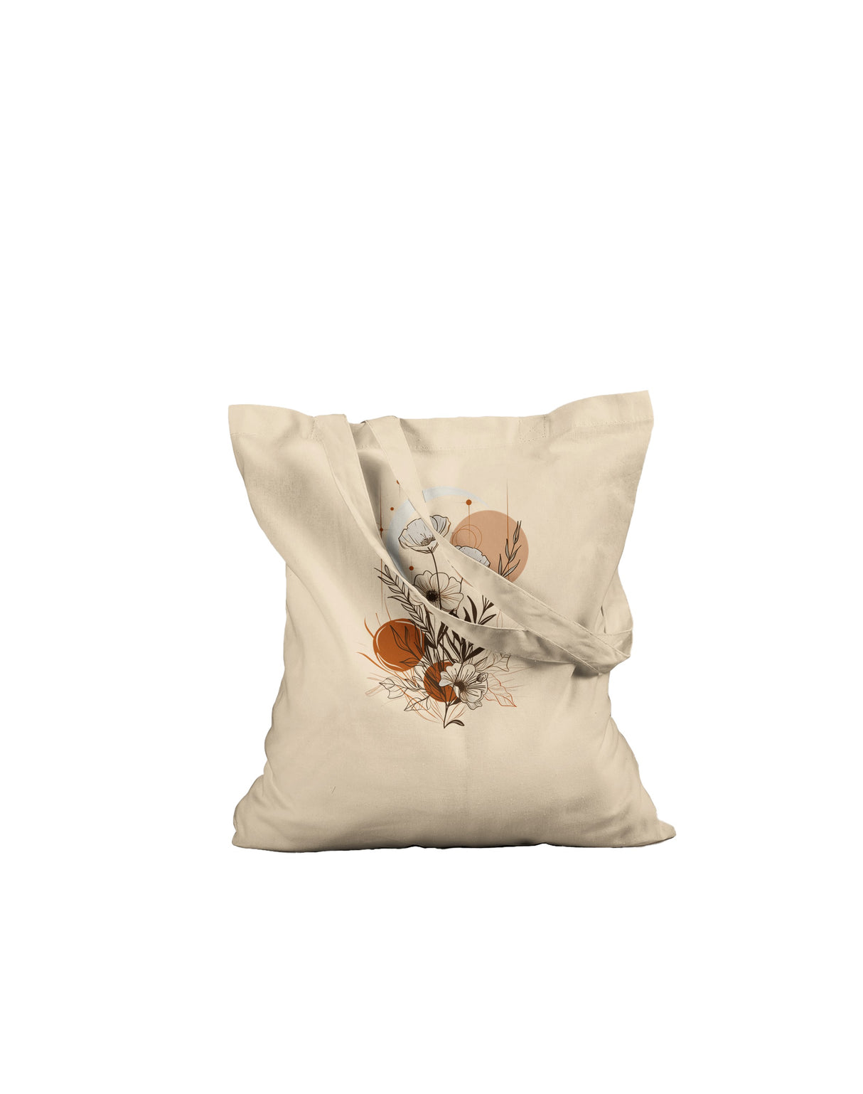 Floral Moon Reusable Cotton Tote Bag – Eco-Friendly Long Handle Bag