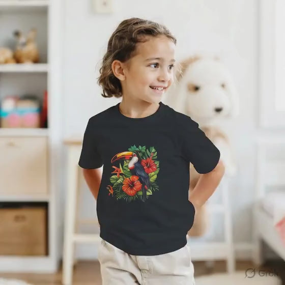 Kids Toucan T-Shirt | Tropical Bird Graphic Tee for Boys & Girls