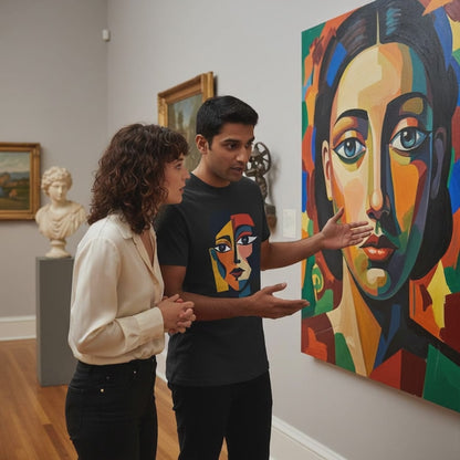 Modern Geometric Face Art T-Shirt – Abstract Portrait Design