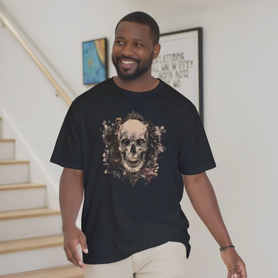 Vintage Gothic Skull T‑Shirt – Distressed Skull Art on Soft Black Cotton | MytsDesigns