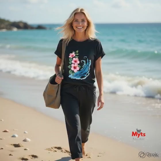 Hibiscus Wave Graphic T-Shirt | Unisex Cotton Tee | Mytsdesigns