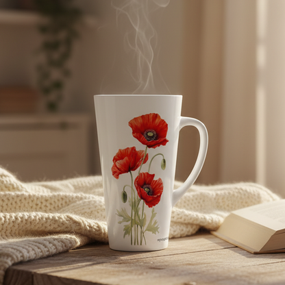 Red Poppy Latte Mug in Cosy Setting