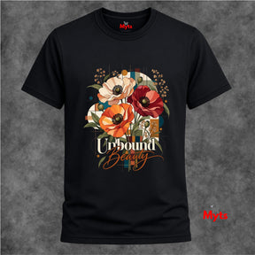 Unbound Beauty floral graphic Gildan 64000 T-shirt in Black