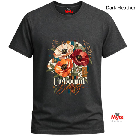 Unbound Beauty floral graphic Gildan 64000 T-shirt in Dark Heather