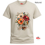 Unbound Beauty floral graphic Gildan 64000 T-shirt in Natural