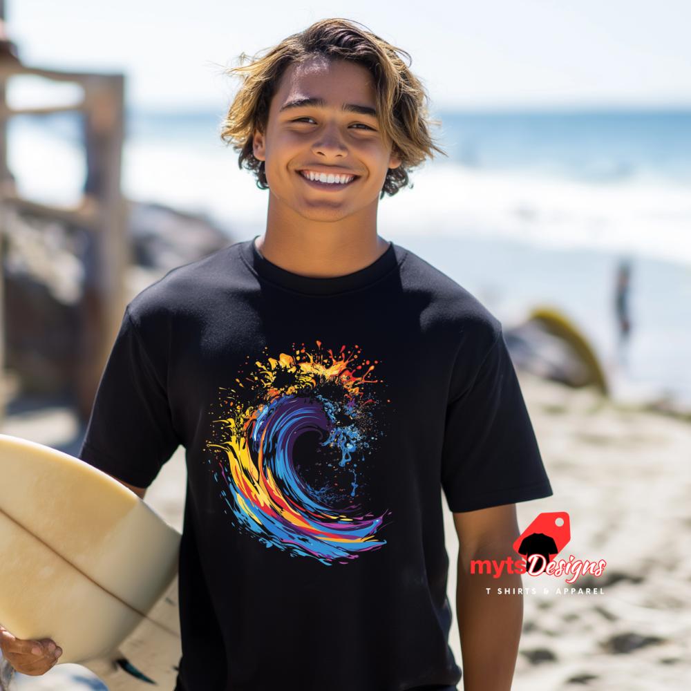 Abstract Wave T-shirt Abstract Surf Wave Art T-Shirt, New Art Graphic Design Tee, Ocean-Inspired Wave Shirt, Surfing shirts