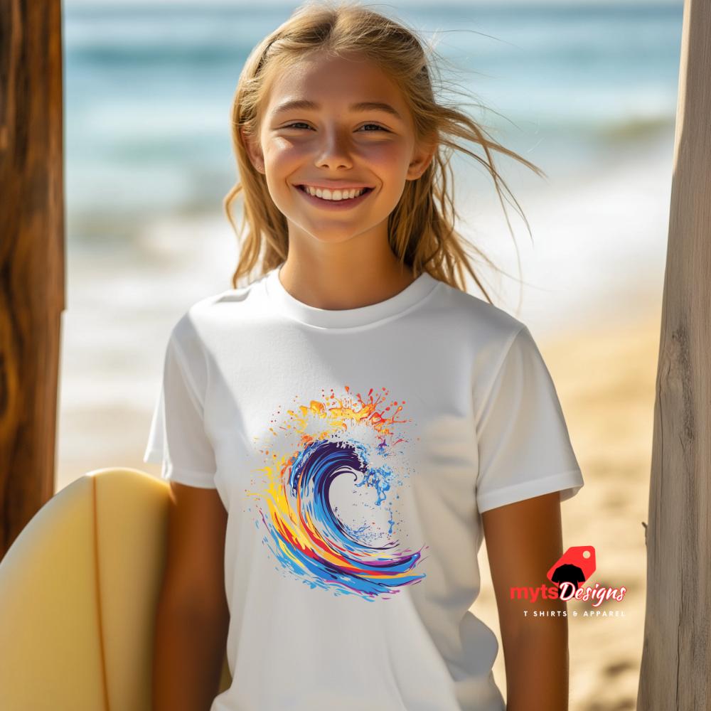 Abstract Wave T-Shirt - Ocean Surf Art Graphic Tee