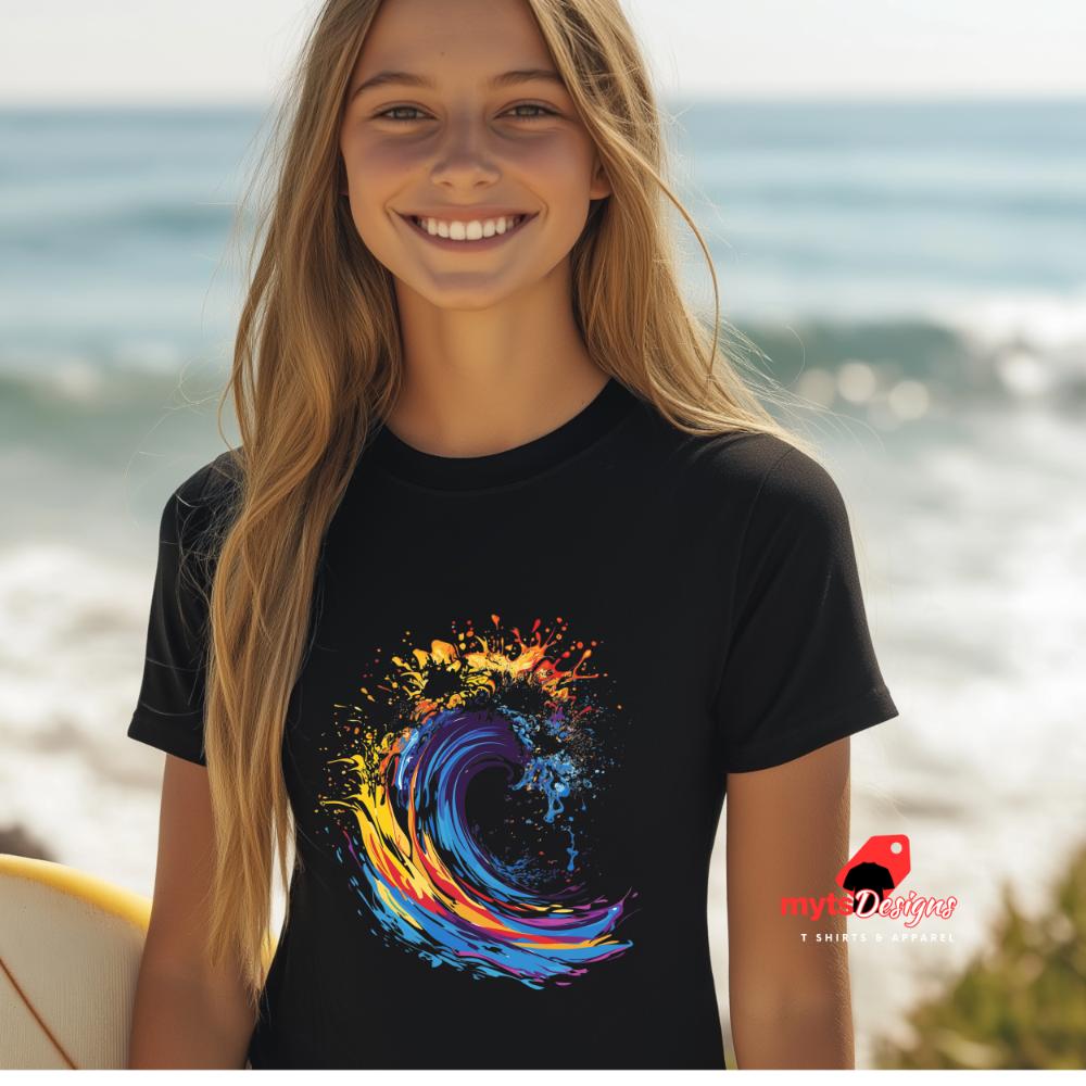 Abstract Wave T-Shirt - Ocean Surf Art Graphic Tee