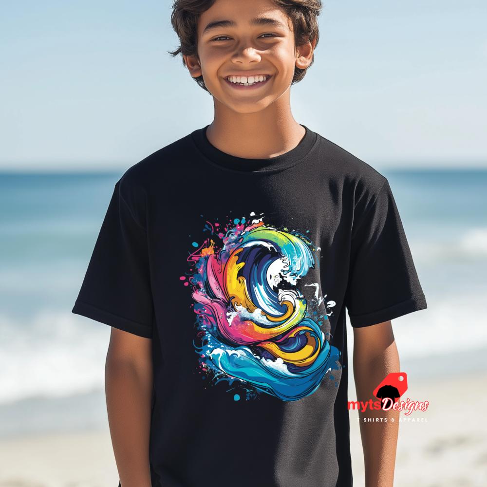 Abstract Surf Wave Art T-Shirt | Ocean-Inspired Graphic Tee