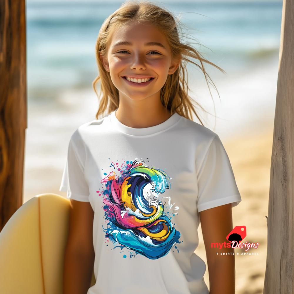 Abstract Surf Wave Art T-Shirt | Ocean-Inspired Graphic Tee