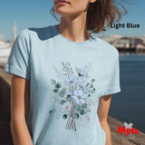 Blue Wildflower Bouquet T-Shirt | Minimalist Botanical Floral Graphic Tee