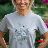 Blue Wildflower Bouquet T-Shirt | Minimalist Botanical Floral Graphic Tee