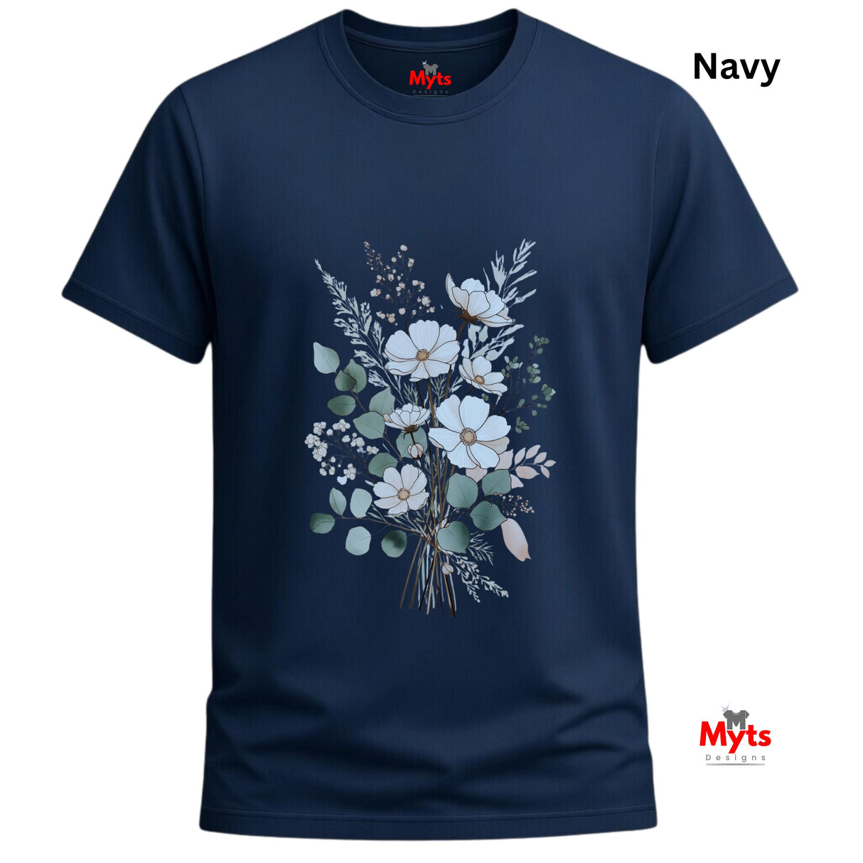 Blue Wildflower Bouquet T-Shirt | Minimalist Botanical Floral Graphic Tee