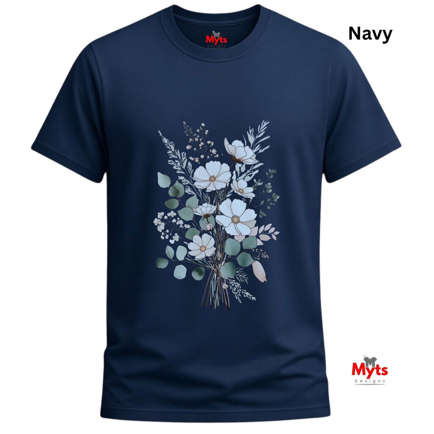 Blue Wildflower Bouquet T-Shirt | Minimalist Botanical Floral Graphic Tee