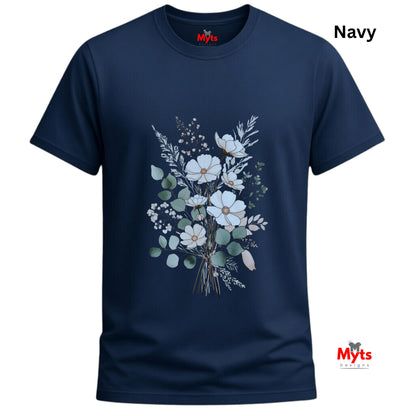 Blue Wildflower Bouquet T-Shirt | Minimalist Botanical Floral Graphic Tee