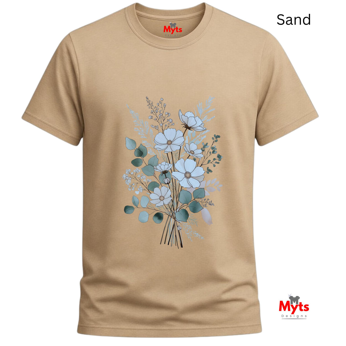 Blue Wildflower Bouquet T-Shirt | Minimalist Botanical Floral Graphic Tee
