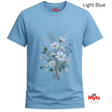 Blue Wildflower Bouquet T-Shirt | Minimalist Botanical Floral Graphic Tee