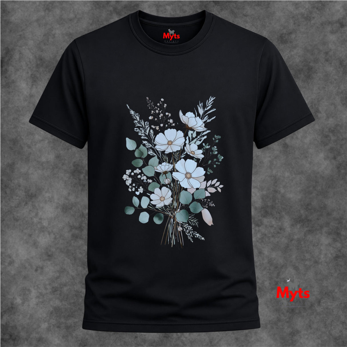 Blue Wildflower Bouquet T-Shirt | Minimalist Botanical Floral Graphic Tee